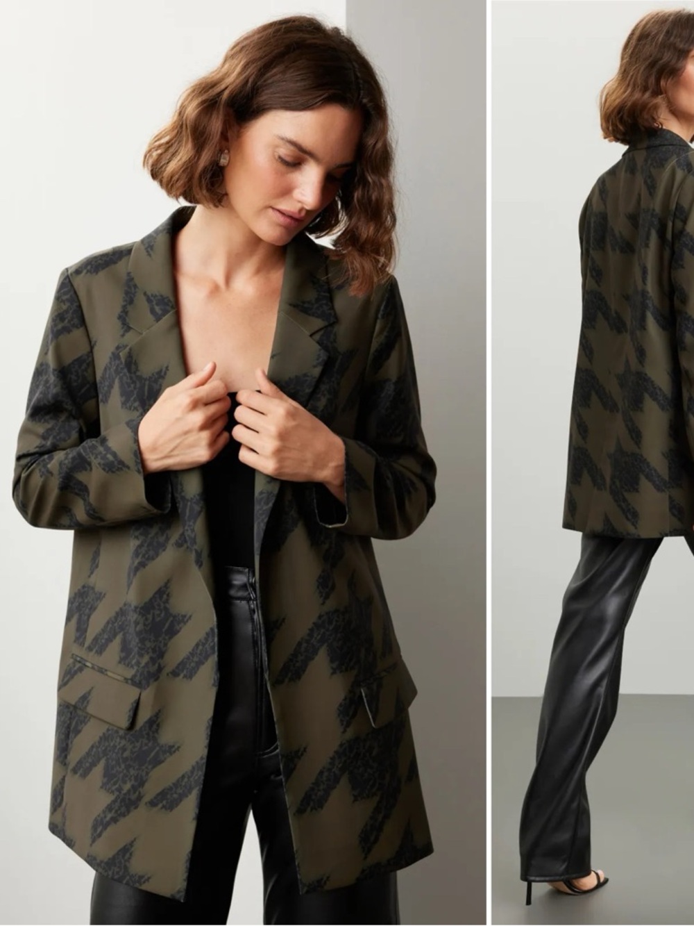 ALLSAINTS Aleida Toni Houndstooth Blazer Overcoat Trench \\ 8